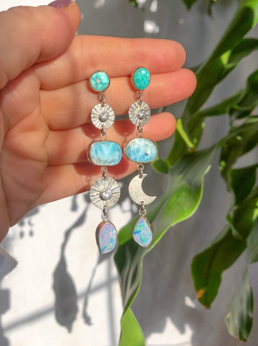 LUCIA Earrings // Opal, Larimar & Turquoise