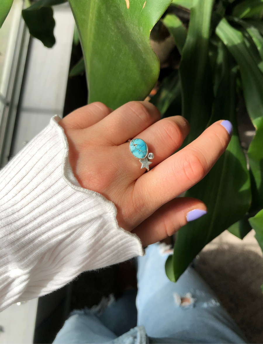 ESTRELLA // Size 7-7.5 // Blue Moon Turquoise Cluster Ring