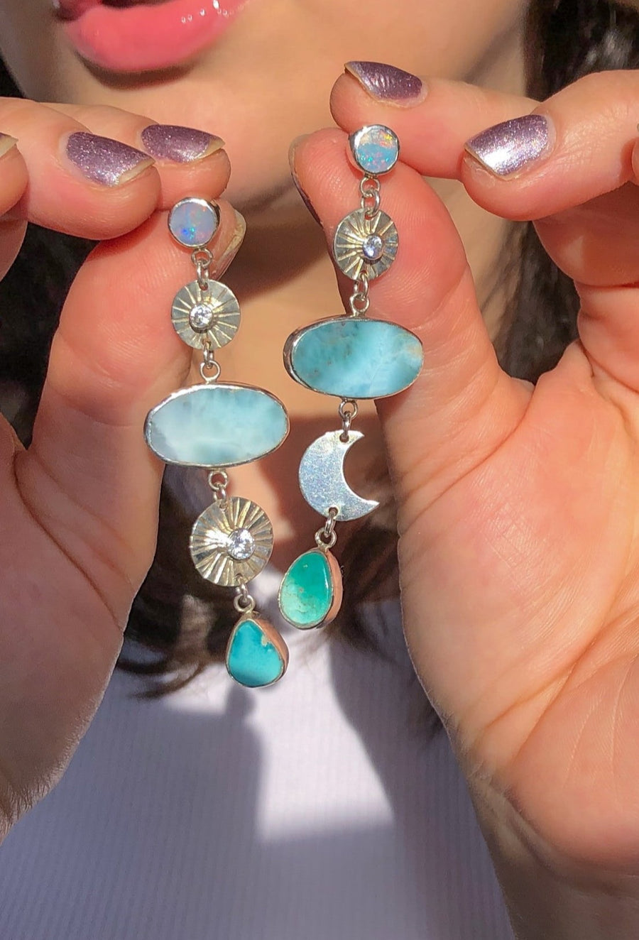 CLARA Earrings // Larimar, Opal & Turquoise