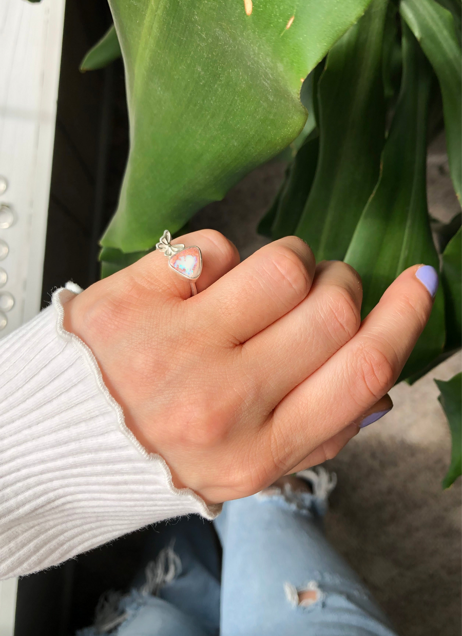 MARIPOSA // Size 5-5.5 Butterfly Ring // Mexican Fire Opal