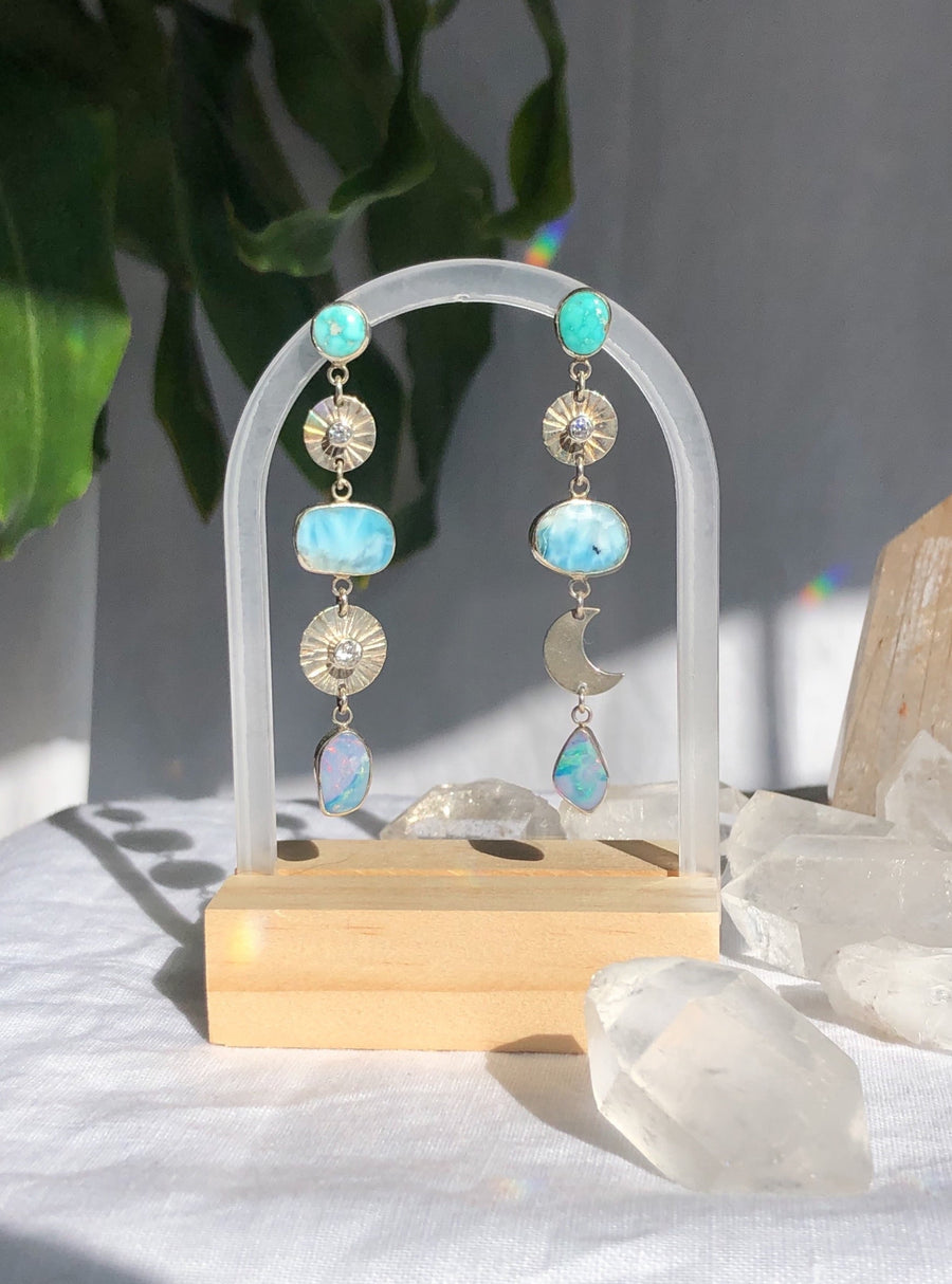 LUCIA Earrings // Opal, Larimar & Turquoise