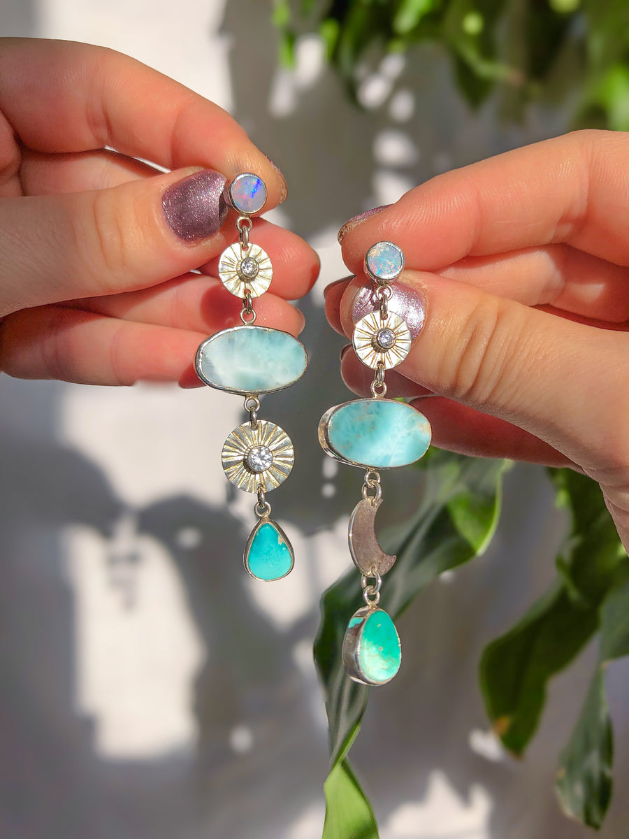 CLARA Earrings // Larimar, Opal & Turquoise
