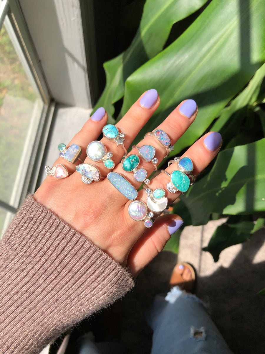 CONCHA // Size 6.5-7 // Seashell Ring in Turquoise