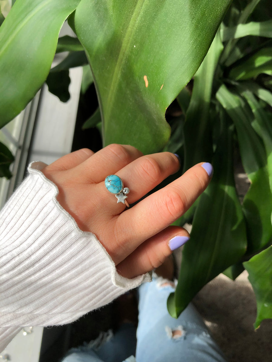 ESTRELLA // Size 7-7.5 // Blue Moon Turquoise Cluster Ring