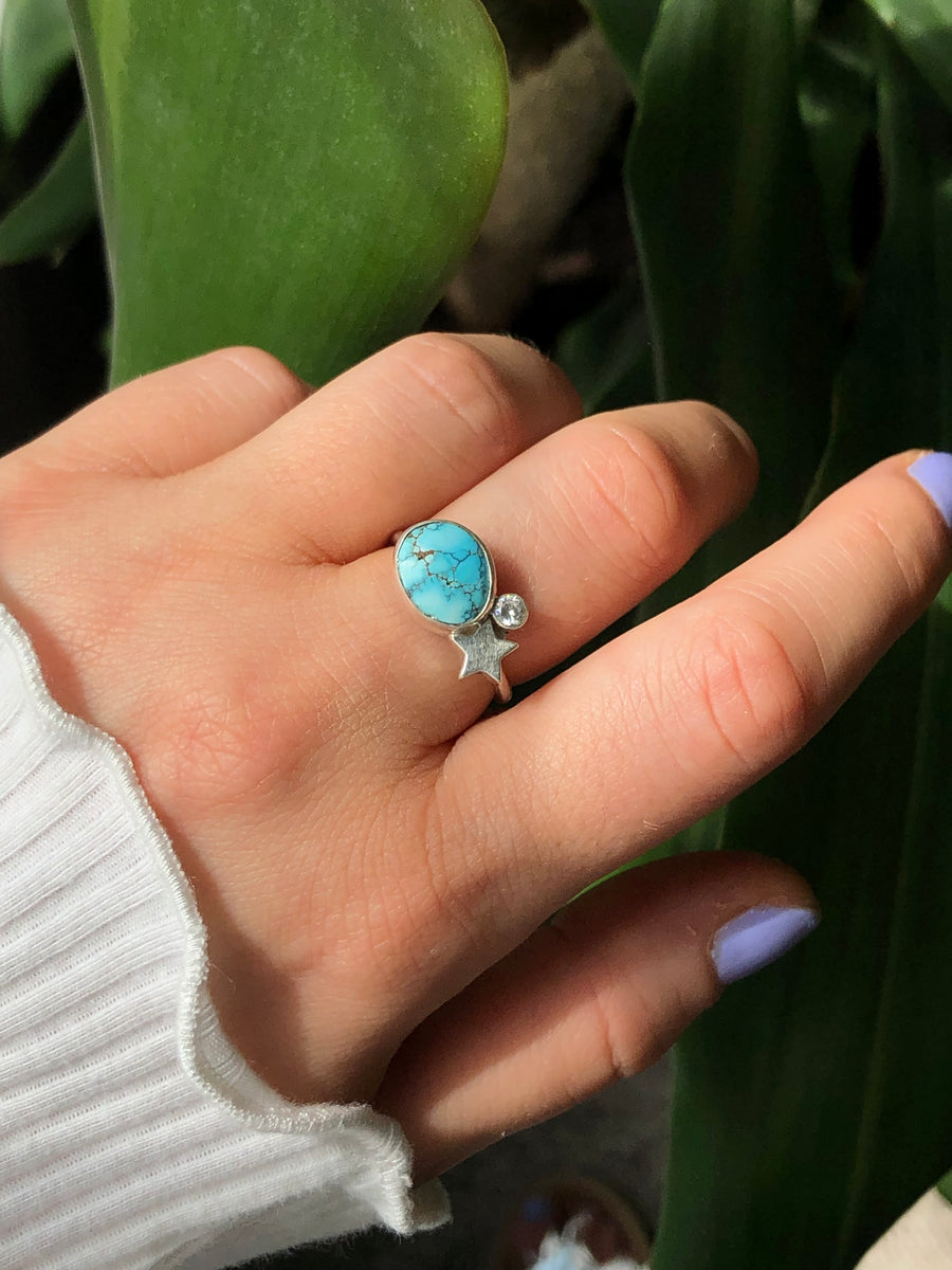 ESTRELLA // Size 7-7.5 // Blue Moon Turquoise Cluster Ring