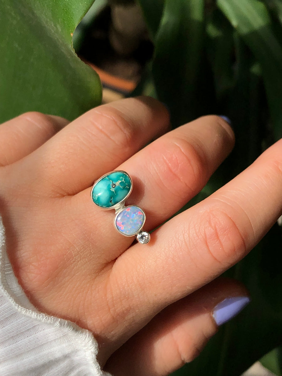 LAIKA // Size 7-7.5 Turquoise & Australian Opal Ring