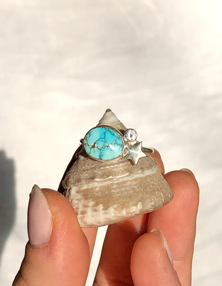 ESTRELLA // Size 7-7.5 // Blue Moon Turquoise Cluster Ring