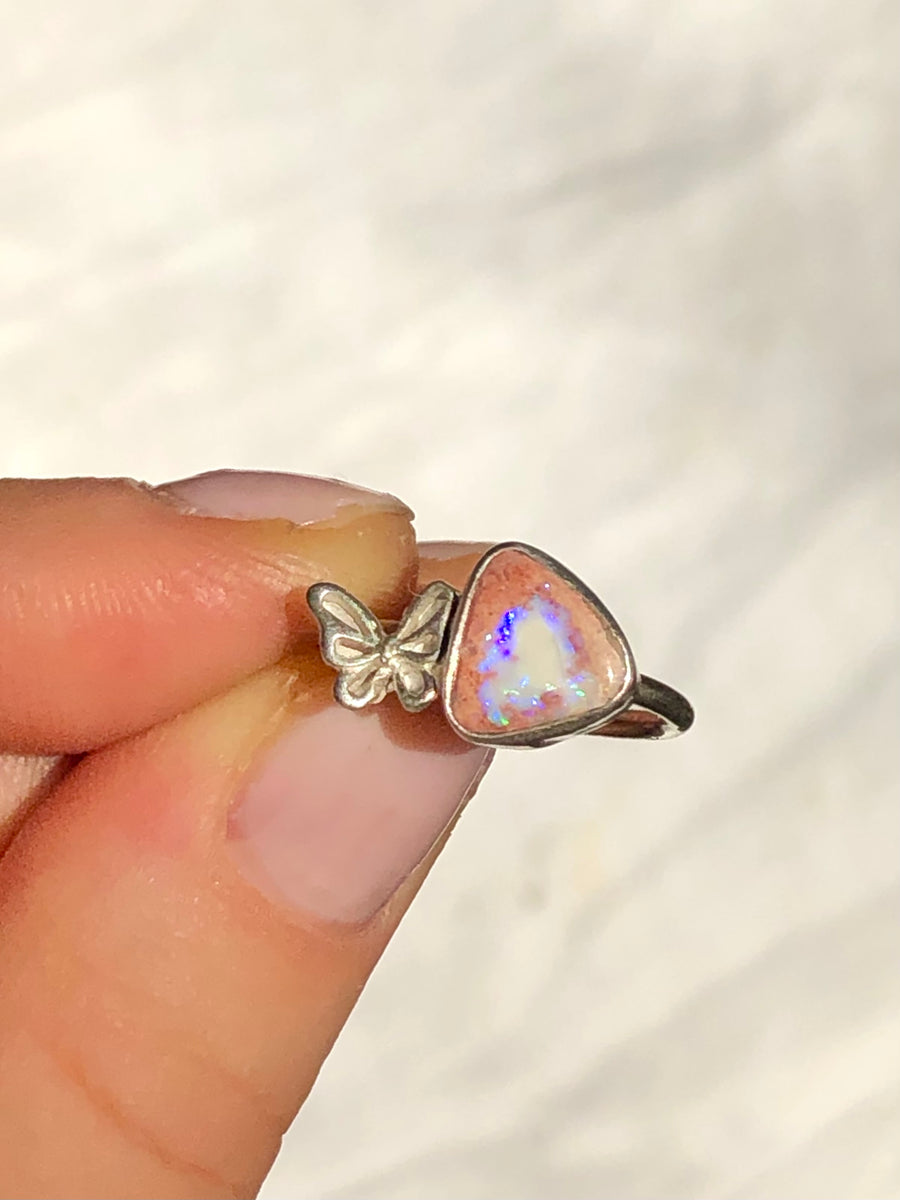 MARIPOSA // Size 5-5.5 Butterfly Ring // Mexican Fire Opal