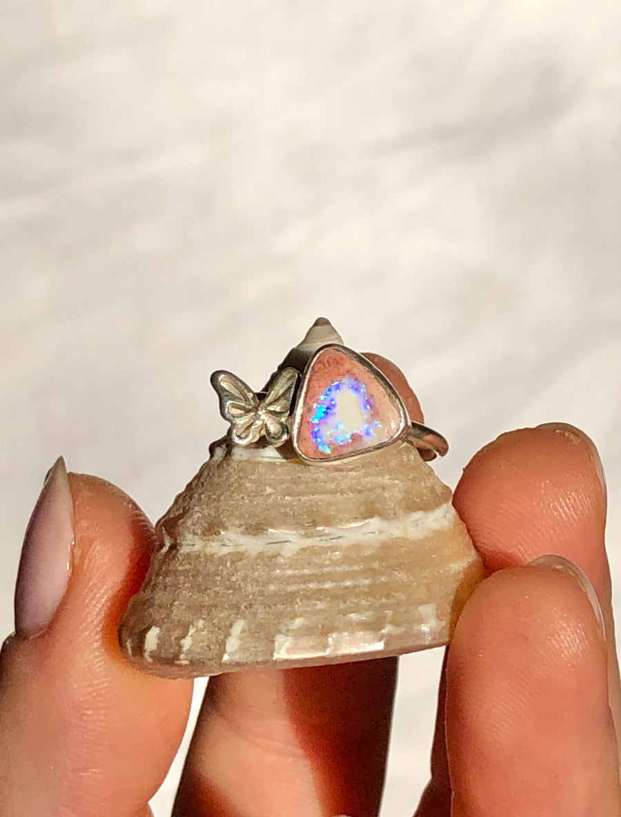 MARIPOSA // Size 5-5.5 Butterfly Ring // Mexican Fire Opal