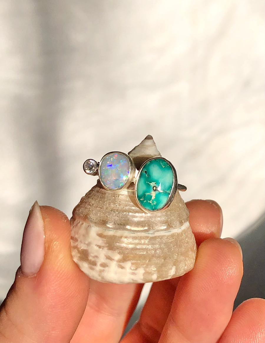 LAIKA // Size 7-7.5 Turquoise & Australian Opal Ring