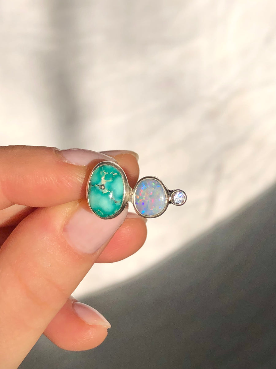 LAIKA // Size 7-7.5 Turquoise & Australian Opal Ring