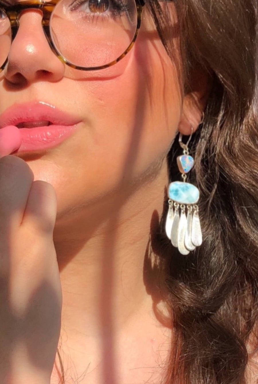 LOLA Fringe Earrings // Larimar & Opal