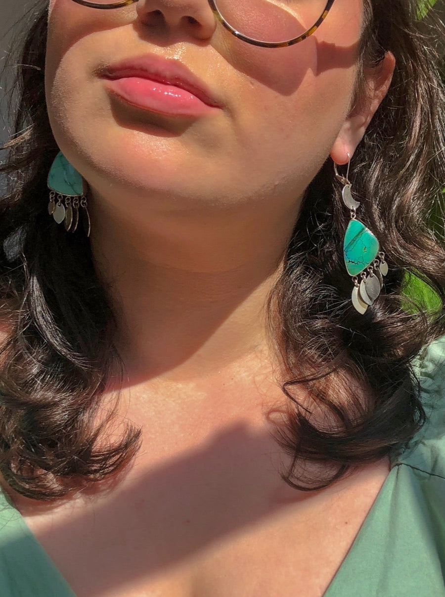 VIVI Fringe Earrings // Turquoise / Sun & Moon