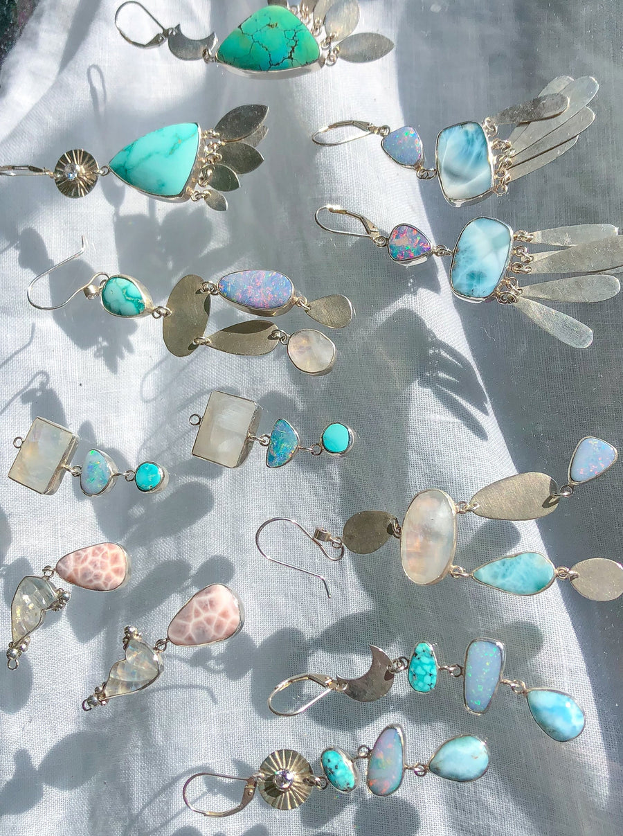 OLIVIA Earrings // Opal, Larimar & Turquoise