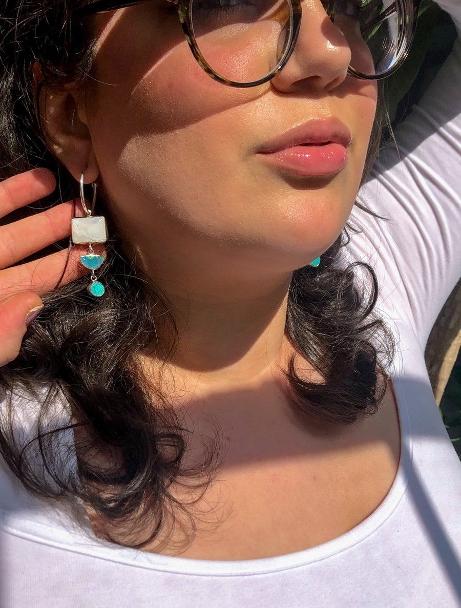 BLANCA Earrings // Moonstone, Opal & Turquoise