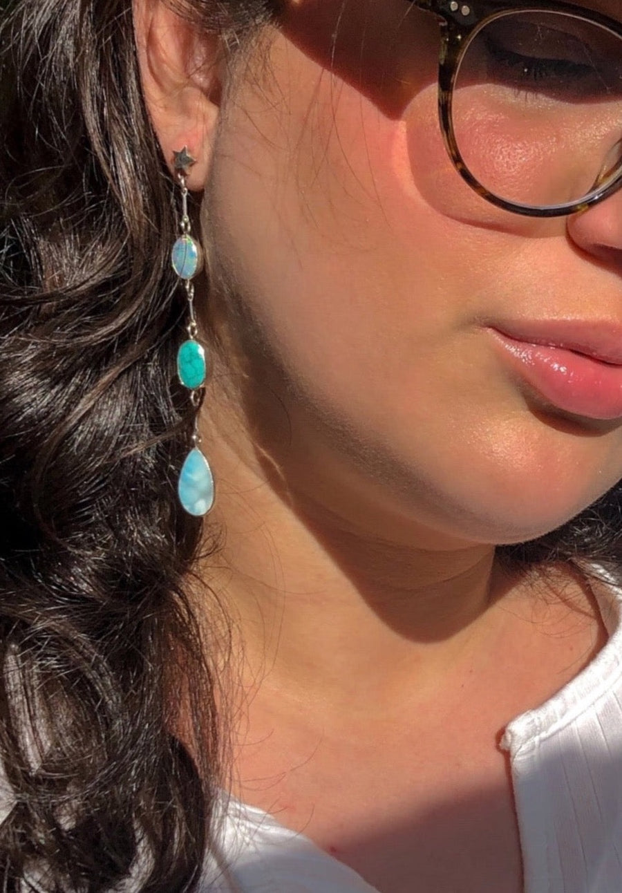 ESTRELLA Earrings // Opal, Turquoise & Larimar