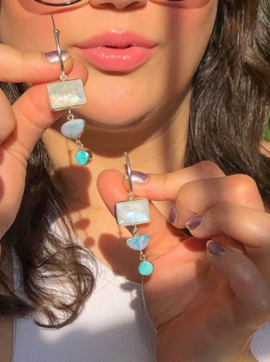 BLANCA Earrings // Moonstone, Opal & Turquoise