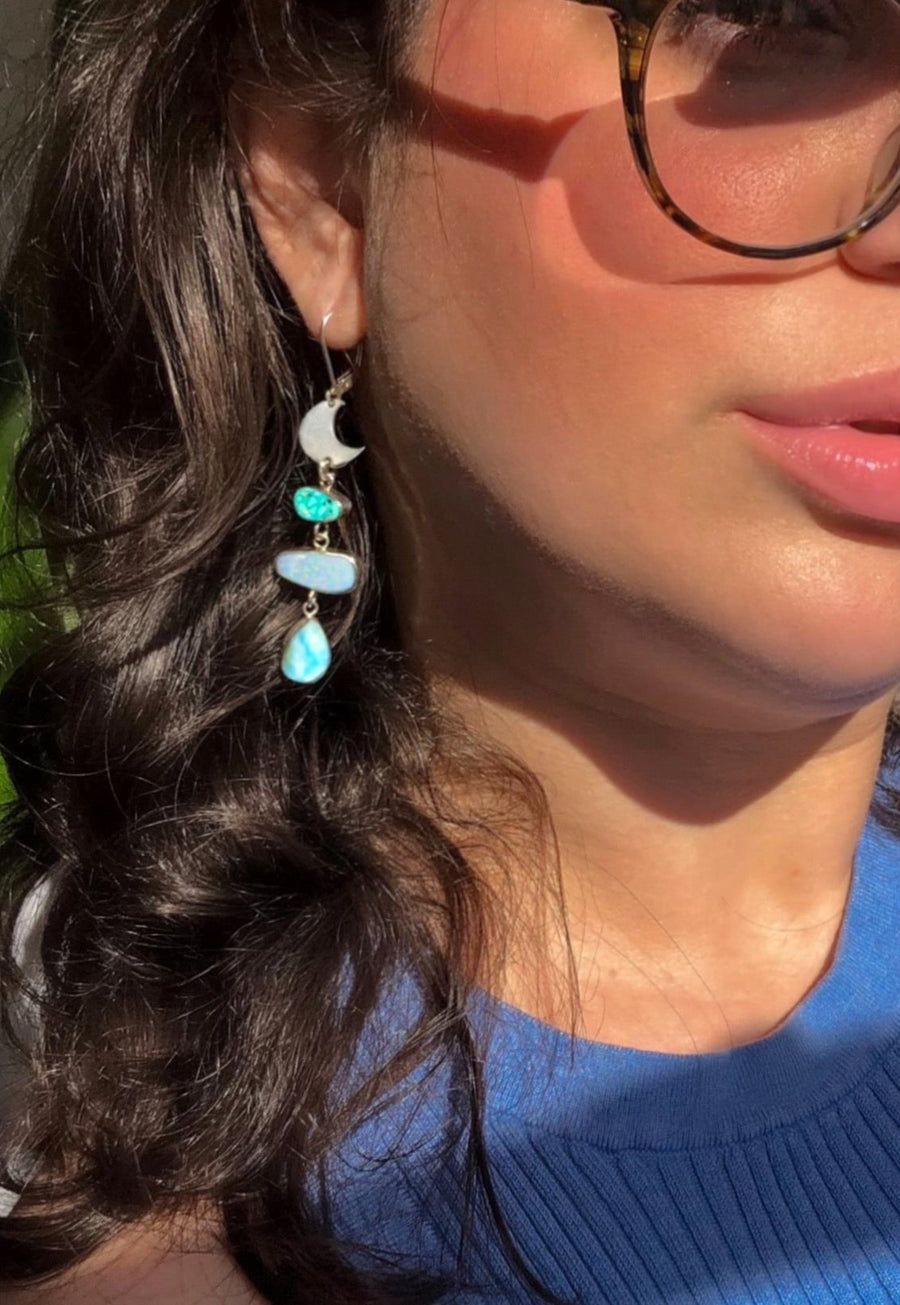 OLIVIA Earrings // Opal, Larimar & Turquoise