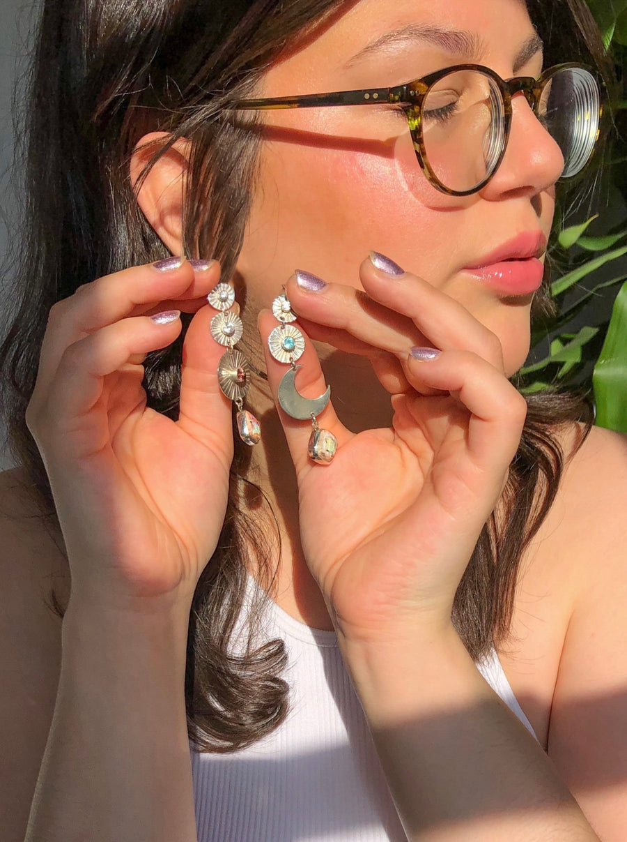 DALIA Earrings // Opal, Tourmaline & Aquamarine