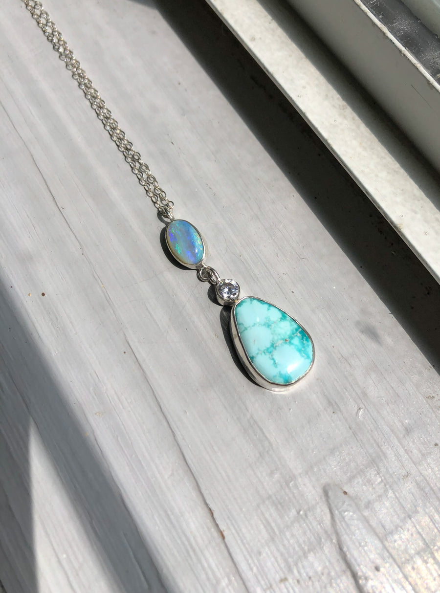 DOS Necklace // White Water Turquoise & Australian Opal