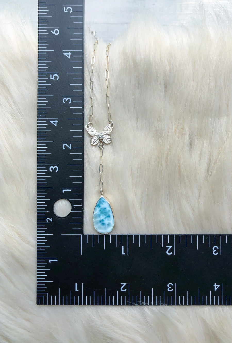MARIPOSA Lariat Necklace // Larimar